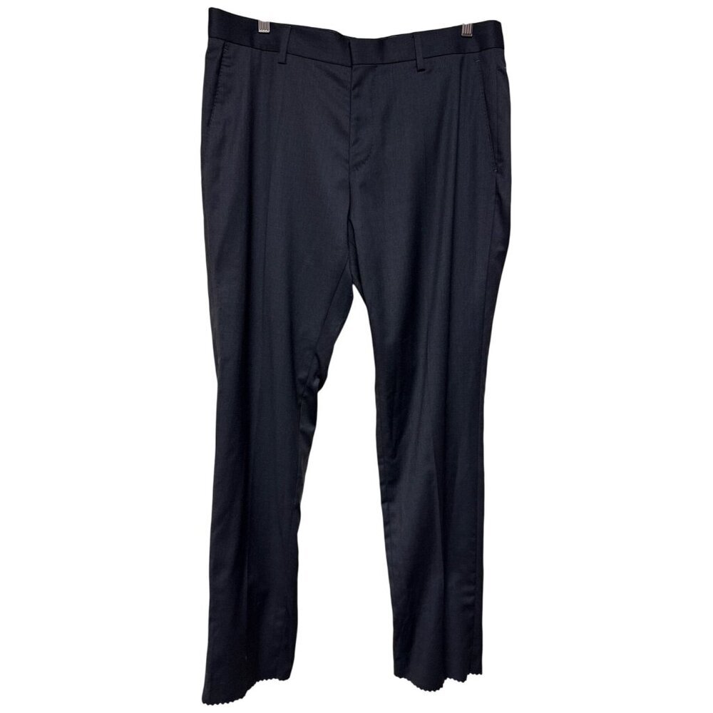 Boss Men's Pants Suit Dress Black Viscose Blend UNHEMMED Business Trouser 40S 40